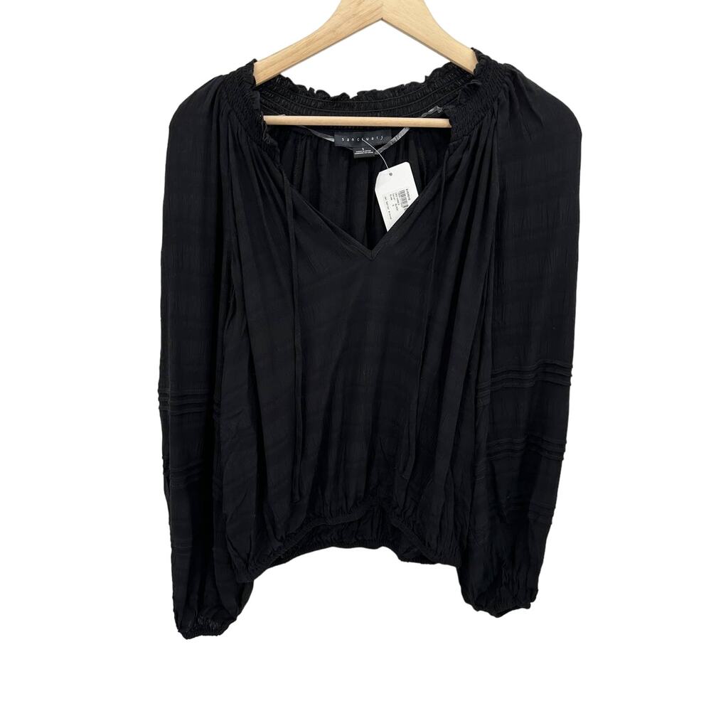 Sanctuary Womens Black Peasant Blouse Size S NWT Minimal Cottagecore Witchy